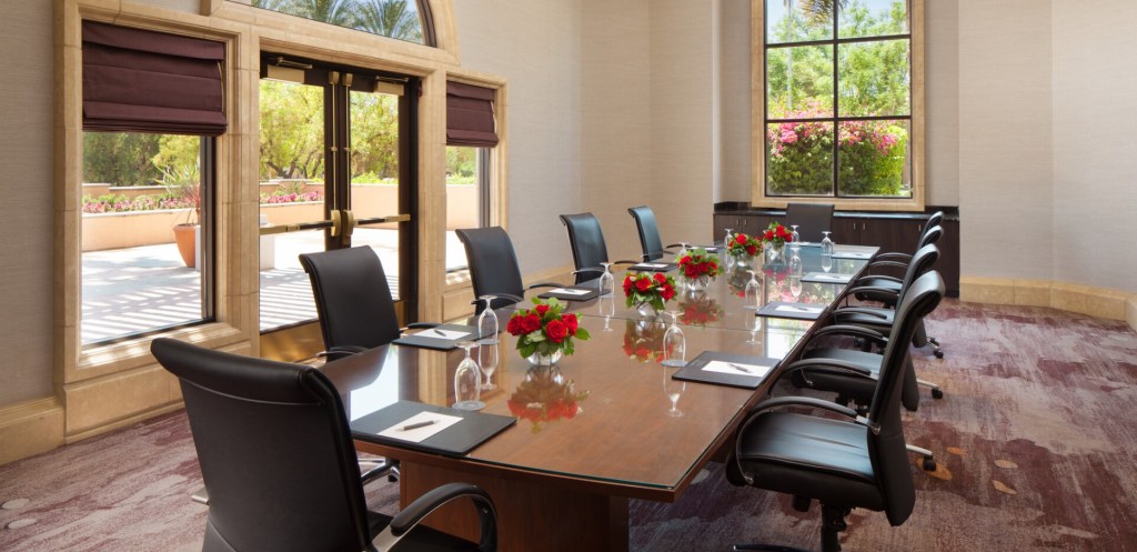 Corporate Boardroom with flowers on table